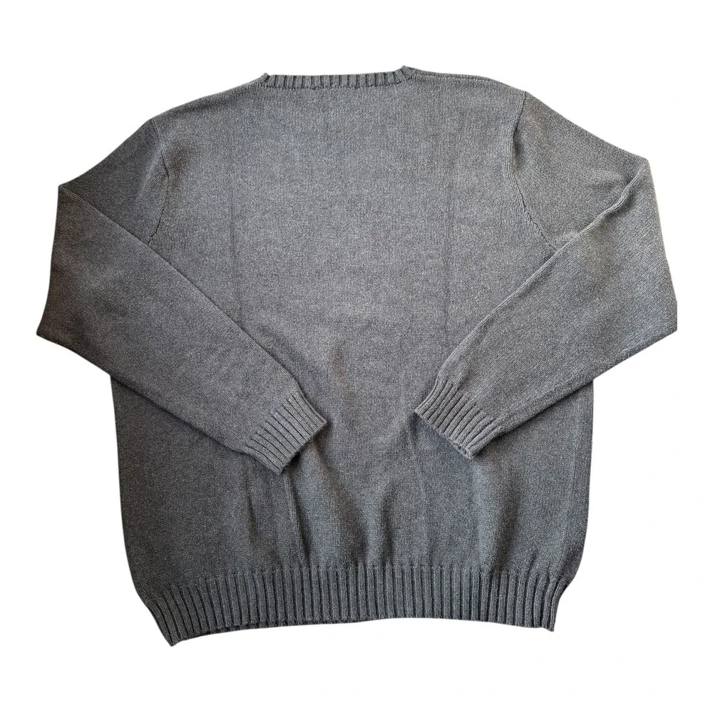 Vintage 90s Polo Ralph Lauren 2LT Gray Cotton Sweater Purple Pony Hong Kong Made